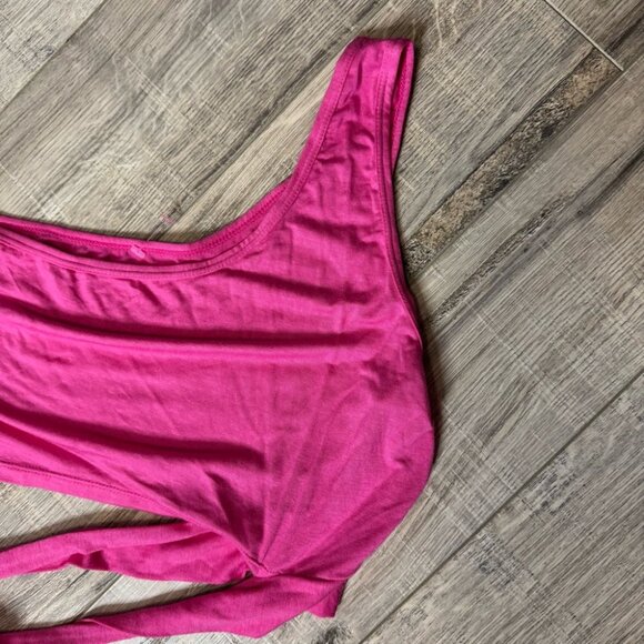 Nvgtn tank top one shoulder tie up waist belted ribbon pink stretchy BNWT luxe - Picture 4 of 5